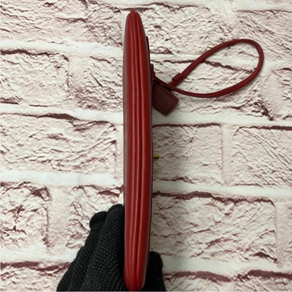 Coach Red Leather Wristlet with Gold Accents - Picture 6 of 16